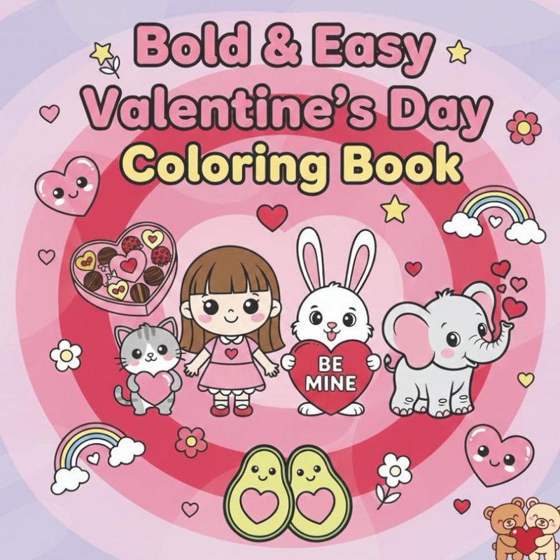 Valentine's Bold and Easy Coloring Book cover